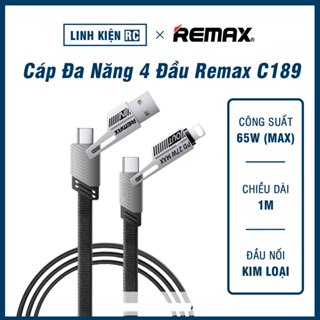[Hàng Xịn] Cáp Sạc Nhanh 65W REMAX C189 - Sạc Đa Năng 4 Đầu Type C/L.ing/USB Bảo Hành 12 Tháng
