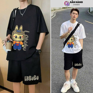 Bộ Thun tay ngắn hoạt hình họa tiết chất thun mè lỗ thấm hút tốt in  Chiều dài áo quần đầy đủ 4 size - CHP