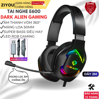 Tai Nghe Chụp Tai Gaming Ziyou Dark Alien E600 Led RGB Âm Thanh Nổi 360 Độ Cực Hay Có Mic Chống Ồn