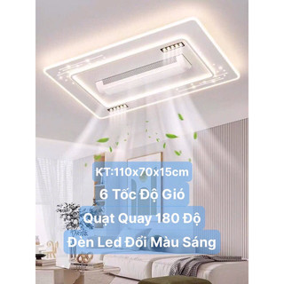   Mẫu HOT Mới 2025 Quạt Đèn Ốp Trần,Quạt Trần Điều Hoà Không Cánh KT 110x70x15cm.Đèn Led Đổi 3 Màu Sáng,Quạt Quay 180 Độ. 