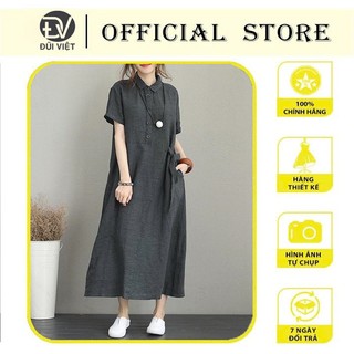 Váy sơ mi nữ chất đũi mềm thiết kế dáng dài thắt nơ eo thời trang phong cách Hàn Quốc cá tính Da61