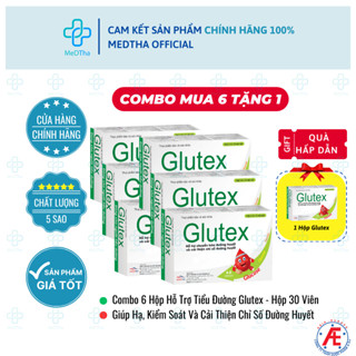   COMBO 6 HỘP TẶNG 1 HỘP  Glutex Hỗ Trợ Ổn Định Đường Huyết Lâu Dài Ngăn Ngừa Biến Chứng Tiểu Đường 