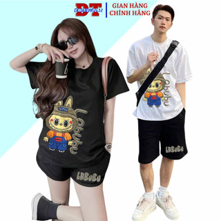 (TẶG 1 DẦU_GỘI XAH TỪ SHOP CHUYÊN) SÉT BỘ QUẦN ÁO MẶC CẶP ĐÔI SIÊU DỄ THƯƠNG HÌNH IN LABUBU BA MÀU UNISEX NAM NỮ 5 SIZE
