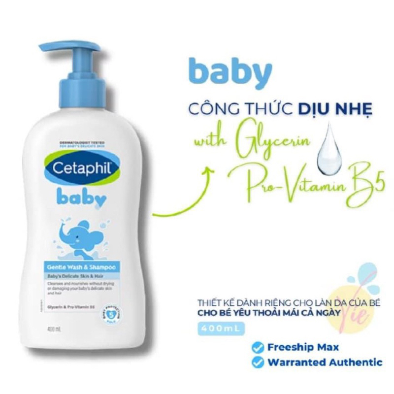 Sữa tắm gội 2 trong 1 Cetaphil Baby Gentle Wash & Shampoo 400ml