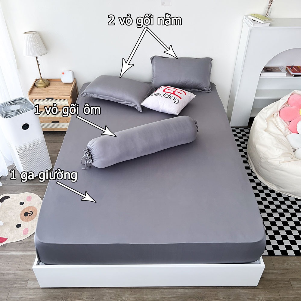 Ga giường kèm vỏ gối 4 món thun lạnh trơn REE Bedding TL253 đủ size trải drap nệm 1m2, 1m4, 1m6, 1m8, 2m2 | BigBuy360 - bigbuy360.vn