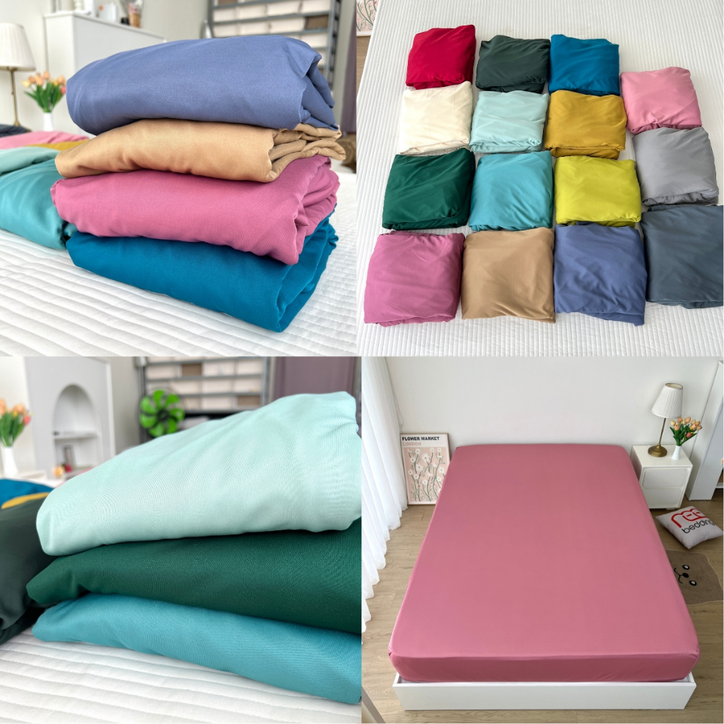 Ga giường kèm vỏ gối 4 món thun lạnh trơn REE Bedding TL253 đủ size trải drap nệm 1m2, 1m4, 1m6, 1m8, 2m2 | BigBuy360 - bigbuy360.vn