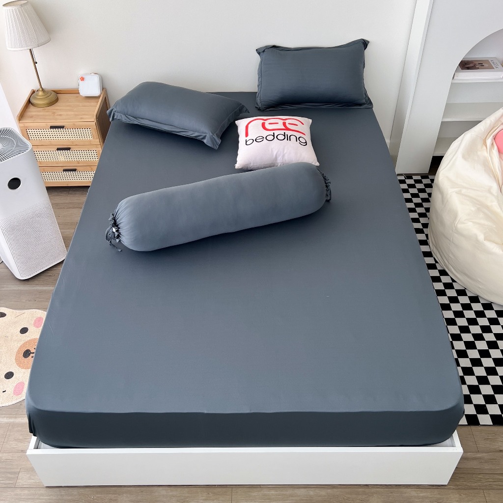 Ga giường kèm vỏ gối 4 món thun lạnh trơn REE Bedding TL253 đủ size trải drap nệm 1m2, 1m4, 1m6, 1m8, 2m2 | BigBuy360 - bigbuy360.vn