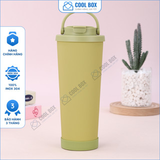 [Phủ gốm] Ly giữ nhiệt cao cấp pastel V2, ly nước COOLBOX 850ml inox 304/phủ gốm, ống hút trân châu