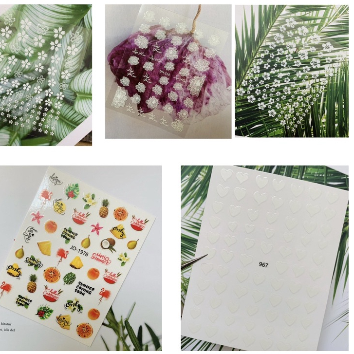 sticker hoa, quả, trái tim- sticker nail dán móng