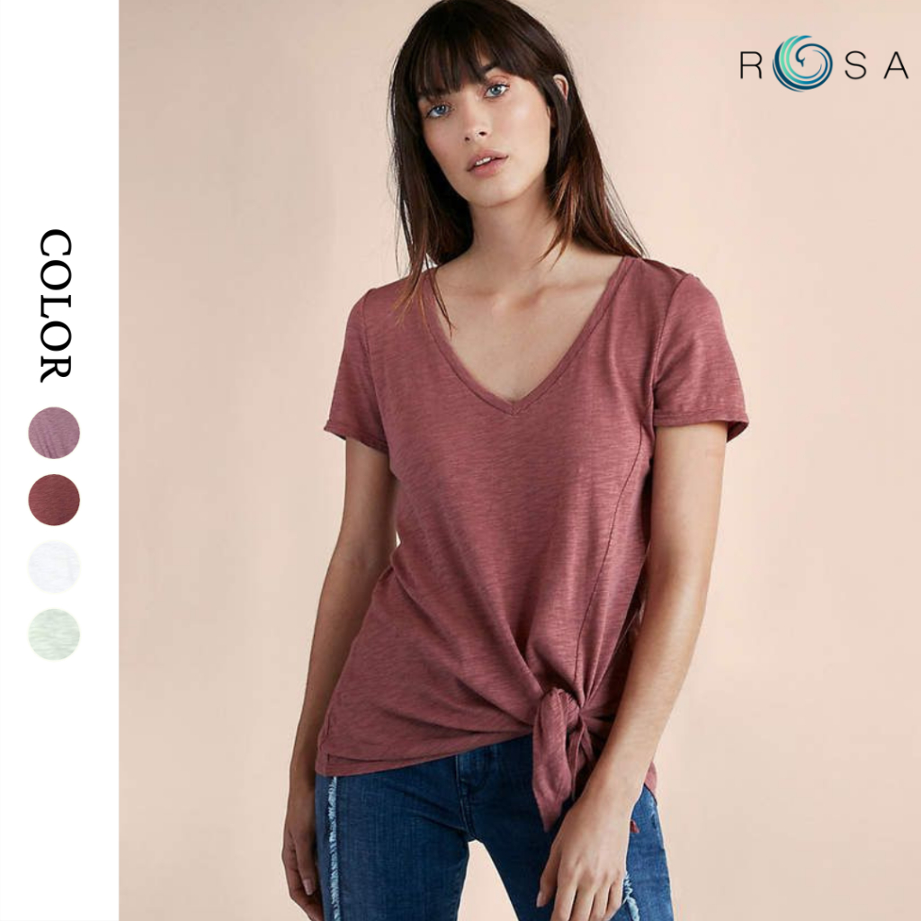 Áo thun cổ tim cột nơ trước EXPR3SS