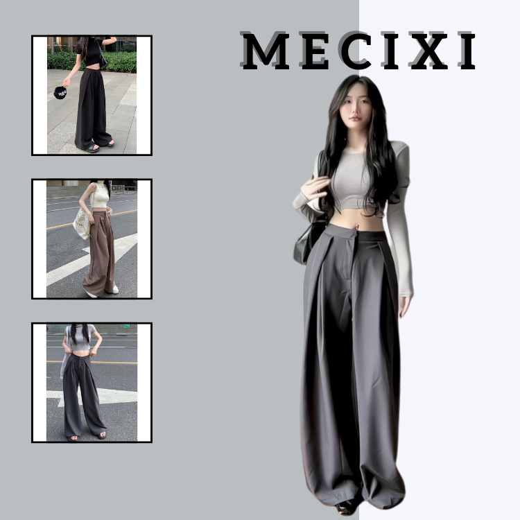 Quần Ống Rộng Mecixi Quần Dài Nữ Ly Lệch Cạp Cao Tôn Dáng T049
