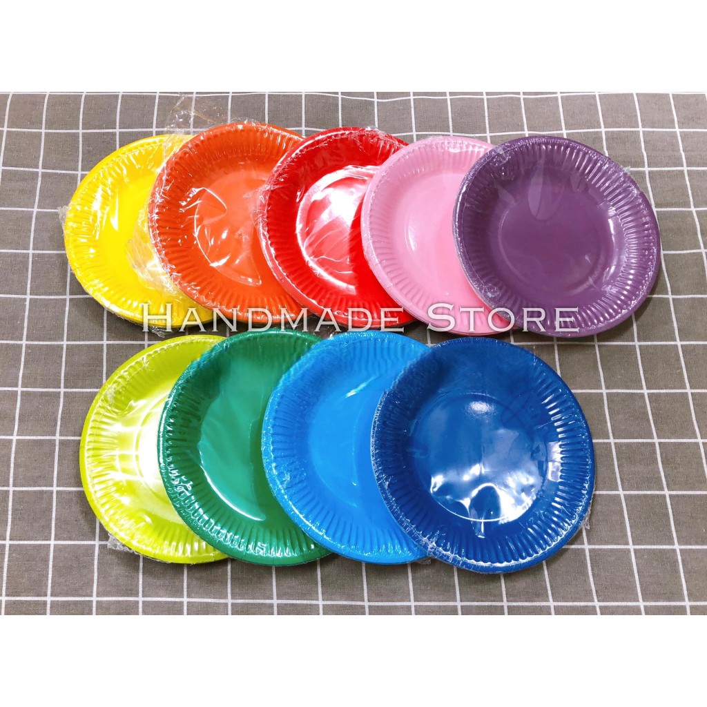 Set 10 đĩa giấy làm thủ công đủ màu