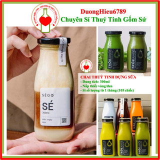 Chai Thuỷ Tinh Đựng Nước Ép, Sữa Hạt 200ml 300ml Nắp Vặn Thiếc Đựng Nước Sinh Tố Trái Cây, Thực Phẩm - Duonghieu6789