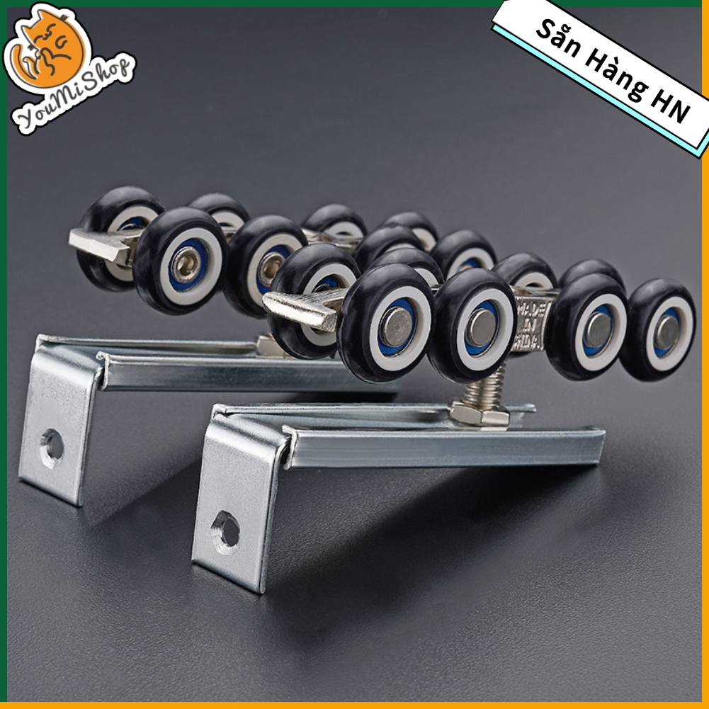 Cặp Bánh Xe Treo Con Trượt Cửa Lùa 8 Bánh Hợp kim kẽm Im Lặng【YouMiShop】
