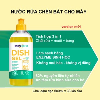  Nước rửa chén bát đậm đặc chuyên dụng cho máy rửa bát Dish Gel Stanhome 500-720ml 