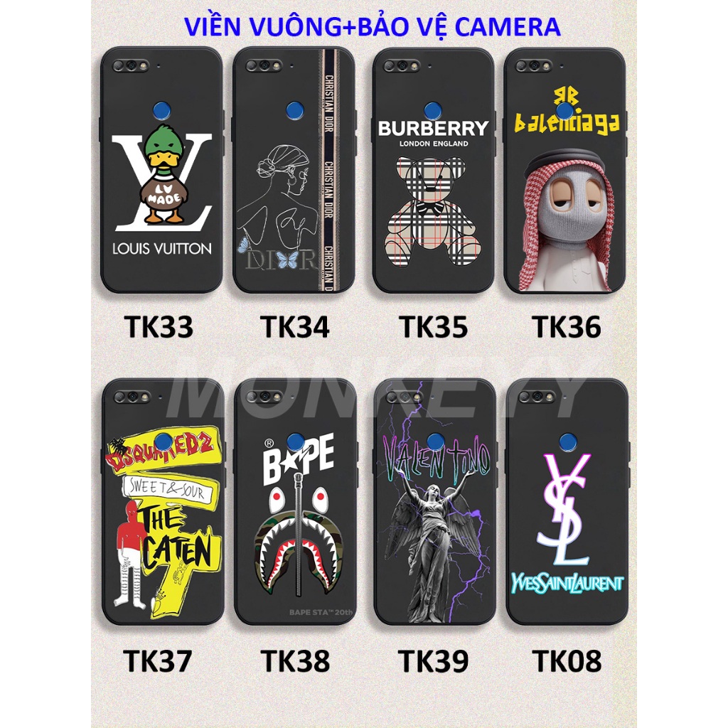 Ốp lưng Huawei Y7 2018 / Y7 PRO-PRIME 2018 / Y7 PRIME 2019 / Y9 2018 TPU viền vuông in hình thương hiệu dsq,lv,bbr.
