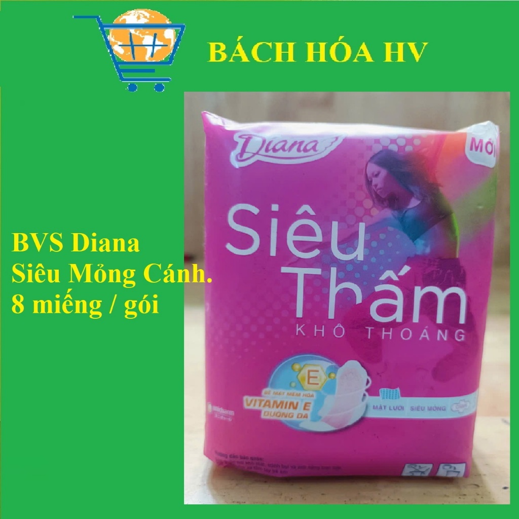 combo 6 gói BVS DIANA Siêu Mỏng Cánh 8 miếng/gói - BACH HOA HV