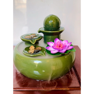 Thác nước phong thuỷ tuần hoàn LẠ DECOR cỡ nhỏ trang trí để bàn kích tài lộc, làm sạch không khí, thư giãn, giảm stress