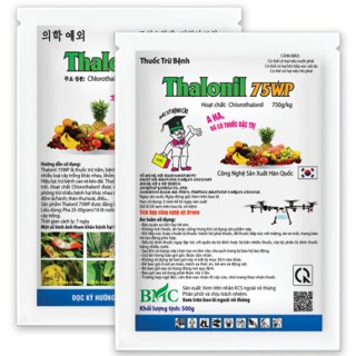 Thuốc trừ bệnh Thalonil 75Wp Gói 500g, Chlorothalonil 750g/kg, ghẻ trái, đốm lá, mốc sương, thán thư