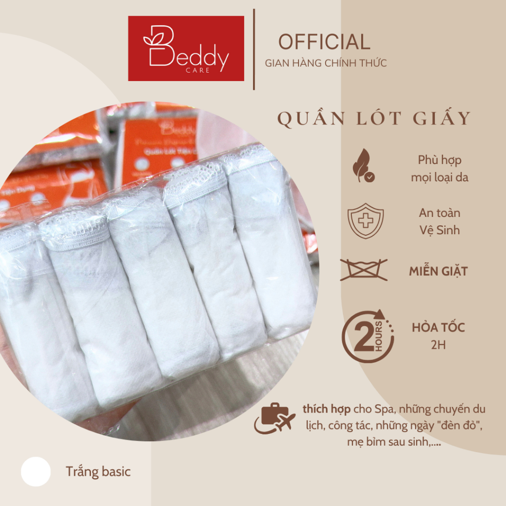 Quần lót giấy miễn giặt Beddy Care sử dụng 1 lần, thích hợp cho SPA, sau sinh, du lịch
