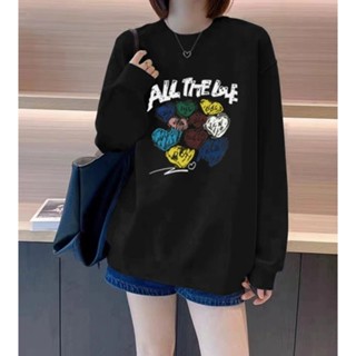 Áo nỉ, áo sweater nữ unisex chất cotton dày dặn in hình trái tim đa màu