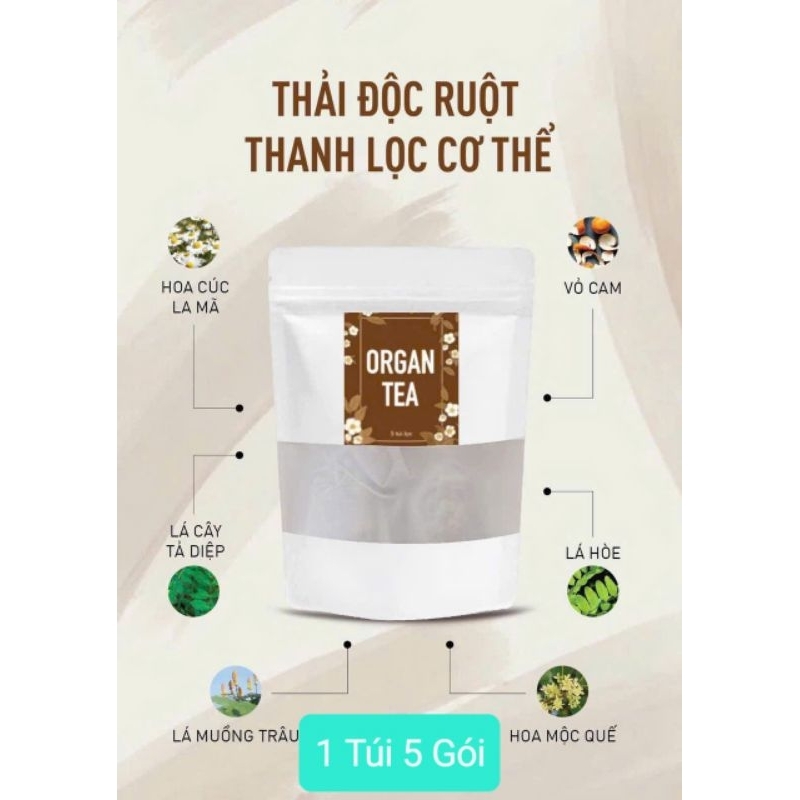 5 Gói Trà thải độc ruột Organ Tea (1 túi - 5goi)- detox đại tràng (cam kết chính hãng 100%)