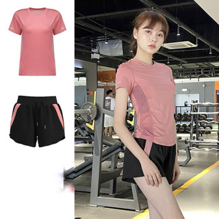 Bộ đồ short đùi tập gym ,yoga, thể thao, cầu lông 2 lớp phối lưới