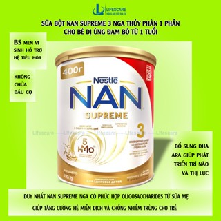 Sữa bột Nan supreme 3 Nga thủy phân 1 phần cho bé dị ứng sữa đạm bò, viêm da cơ địa, 400g