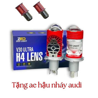 Đèn pha led bi cầu mini V30 Ultra Zed light chân H4 công suất 65w trợ pha laser cắt sáng chống chói