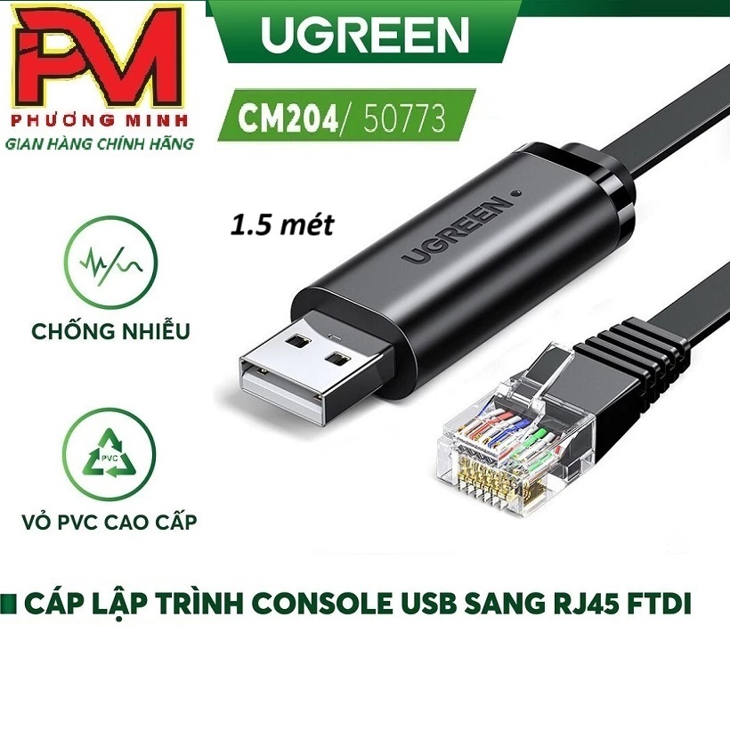 Cáp lập trình Console USB to RJ45 FTDI cao cấp Ugreen 50773 - Hàng chính hãng
