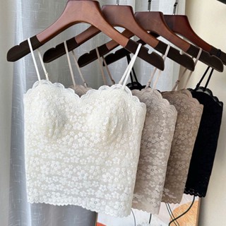 Áo Bra Ren 2 Dây Dáng Dài Phối Ren Hoa Nổi Kèm Mút Đệm Ngực Mã 1889