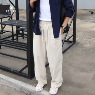 Quần linen suông ống rộng DATINO chất liệu linen dày form ống rộng lưng chun dây rút, thoải mái