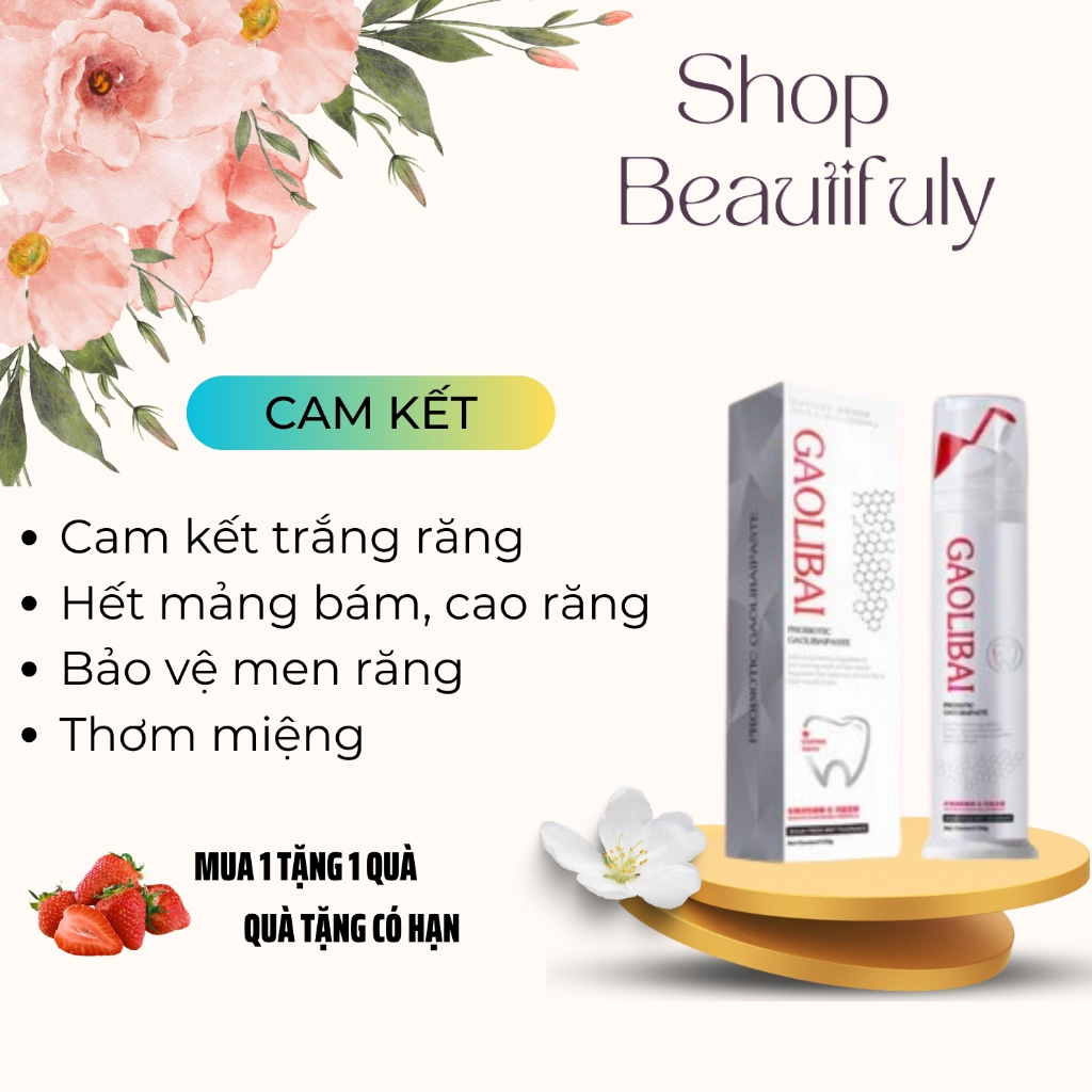 Kem đánh răng Gaolibai cam kết hết hôi miệng trắng răng thơm miệng loại bỏ cao răng ngăn ngừa sâu răng mảng bám 