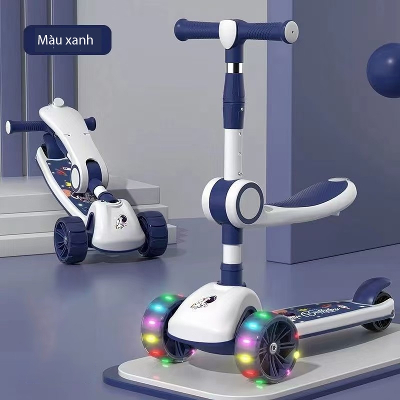 Xe Scooter Có Nhạc Và Đèn Phát Sáng, Xe scooter chòi chân cho bé ZinBang 3in1 trượt tập đi 1-6 tuổi