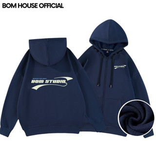 Áo Khoác Nỉ Hoodie Zip BOM HOUSE 02 Có 2 Túi Trong Form Rộng Nam Nữ Unisex