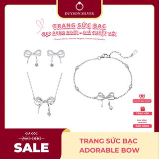 Bộ trang sức bạc 925 nữ hình chiếc nơ Duyson Silver, dây chuyền - vòng tay - khuyên tai ADORABLE BOW