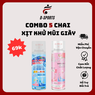 [ COMBO 5 CHAI ] Xịt Khử Mùi Giày Công Nghệ Nano Bạc Ag+ 260ml Hương Chanh, Đào Lưu Hương 24h
