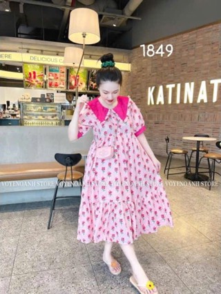 đầm babydoll hoa phối bèo cute  dễ thương dạo phố hẹn hò thoải mái bầu bì bon chen được
