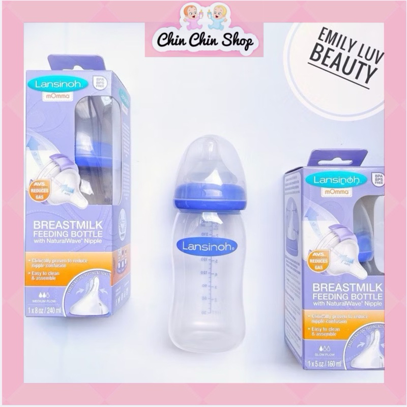 ￼Bình sữa Lansinoh Momma cho bé (TẶNG 1 NÚM)