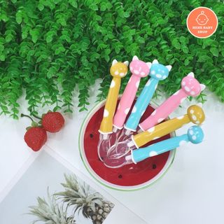 Thìa Silicon hình mèo ăn dặm cho bé (Màu ngẫu nhiên)