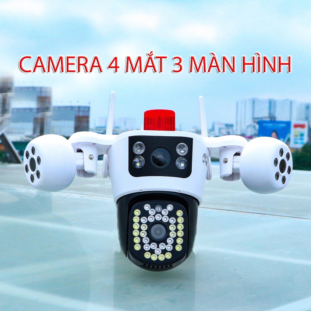 Camera Yoosee 4 Mắt 3 Màn Hình Ngoài Trời 16MP, Chống Nước, Báo Động, Xoay 360 Độ, Đàm Thoại