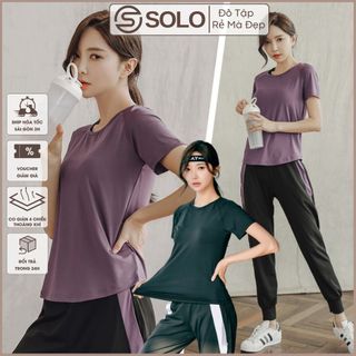 Set Bộ Tập Gym Chạy bộ Cầu lông Thể Thao Nữ Áo Thun lạnh Quần Jogger Co Giãn 𝙎𝙤𝙡𝙤 𝙎𝙥𝙤𝙧𝙩𝙨𝙬𝙚𝙖𝙧 413