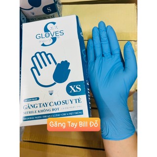 Găng tay cao su y tế nitrile XANH không bột Sgloves 3.5G hộp 100 chiếc
