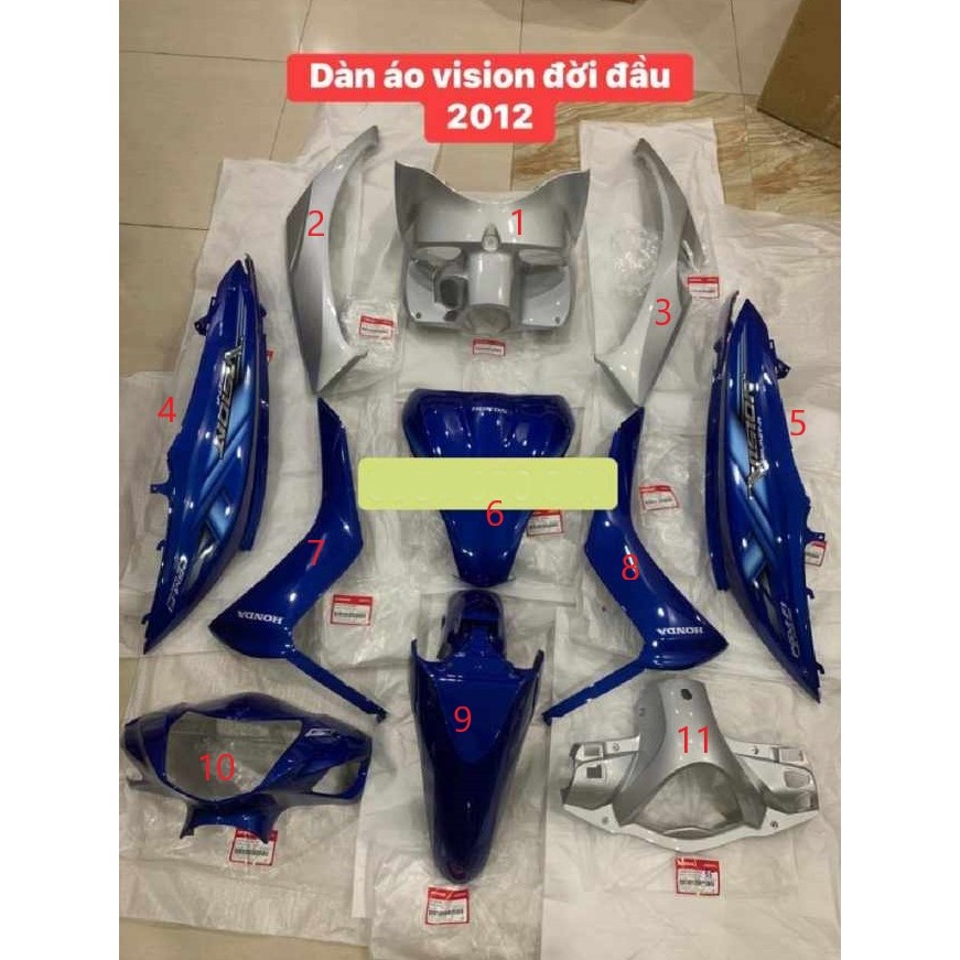 dàn áo vision vs 110 đời đầu 2011 2012 2013 xanh dương biển ( bán lẻ từng món )