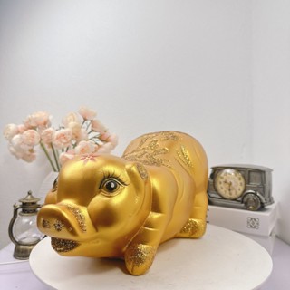  Heo Đất Lợn Đất Nằm Lộc Nhũ Vàng Gold Tiết Kiệm - HĐMB52 