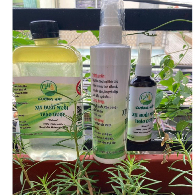 Xịt Đuổi Muỗi Thảo Dược Cường Hải 100ml, 300ml, 500ml, bão hoà tinh dầu tràm_ngũ sắc_khuynh diệp_sả