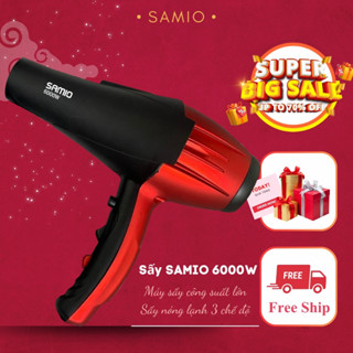 Máy Sấy Tóc SAMIO 6000W 2 Chiều Nóng Lạnh Công Bản Salon Cao Cấp, Máy Sấy Tóc Công Suất Lớn Sấy Khô Tóc Nhanh Chóng