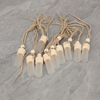 Lọ đựng tinh dầu treo xe ô tô dạng trụ tròn chai thủy tinh mờ 5ml nắp gỗ