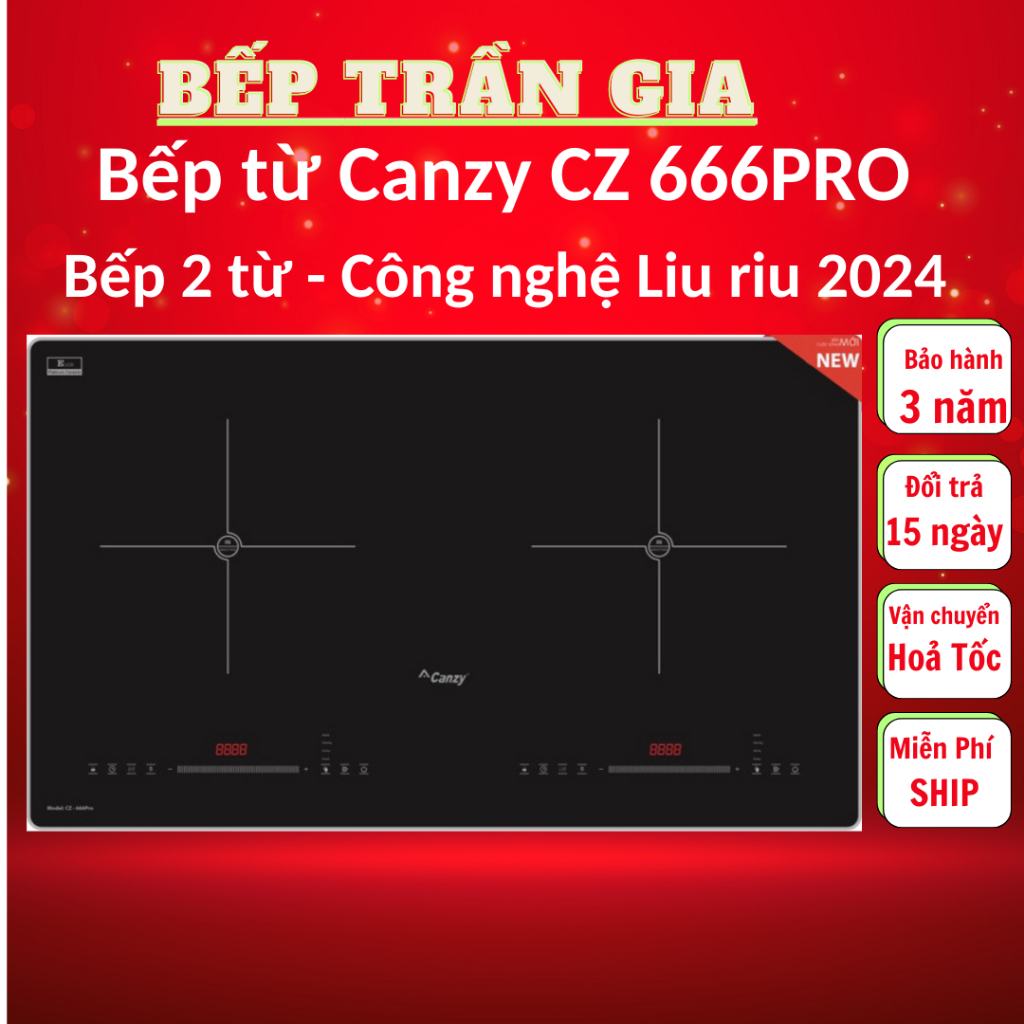 Bếp từ đôi Canzy CZ 666pro | Bếp từ LATINO Inverter Liu riu thế hệ mới u