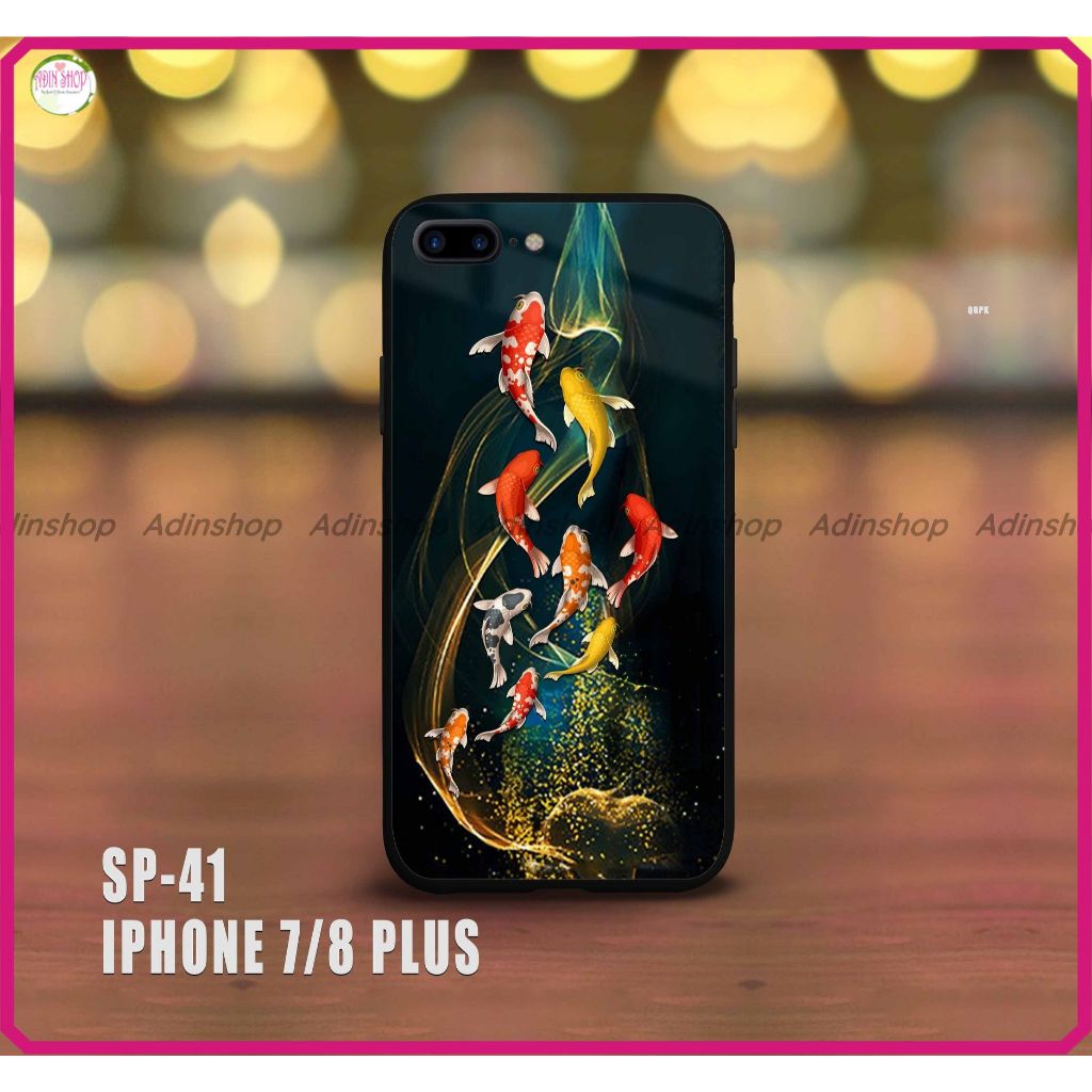 Ốp lưng kính IPhone 7 plus/ 8 plus hình cá koi đẹp